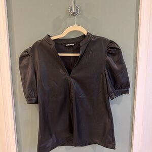 Black faux leather top